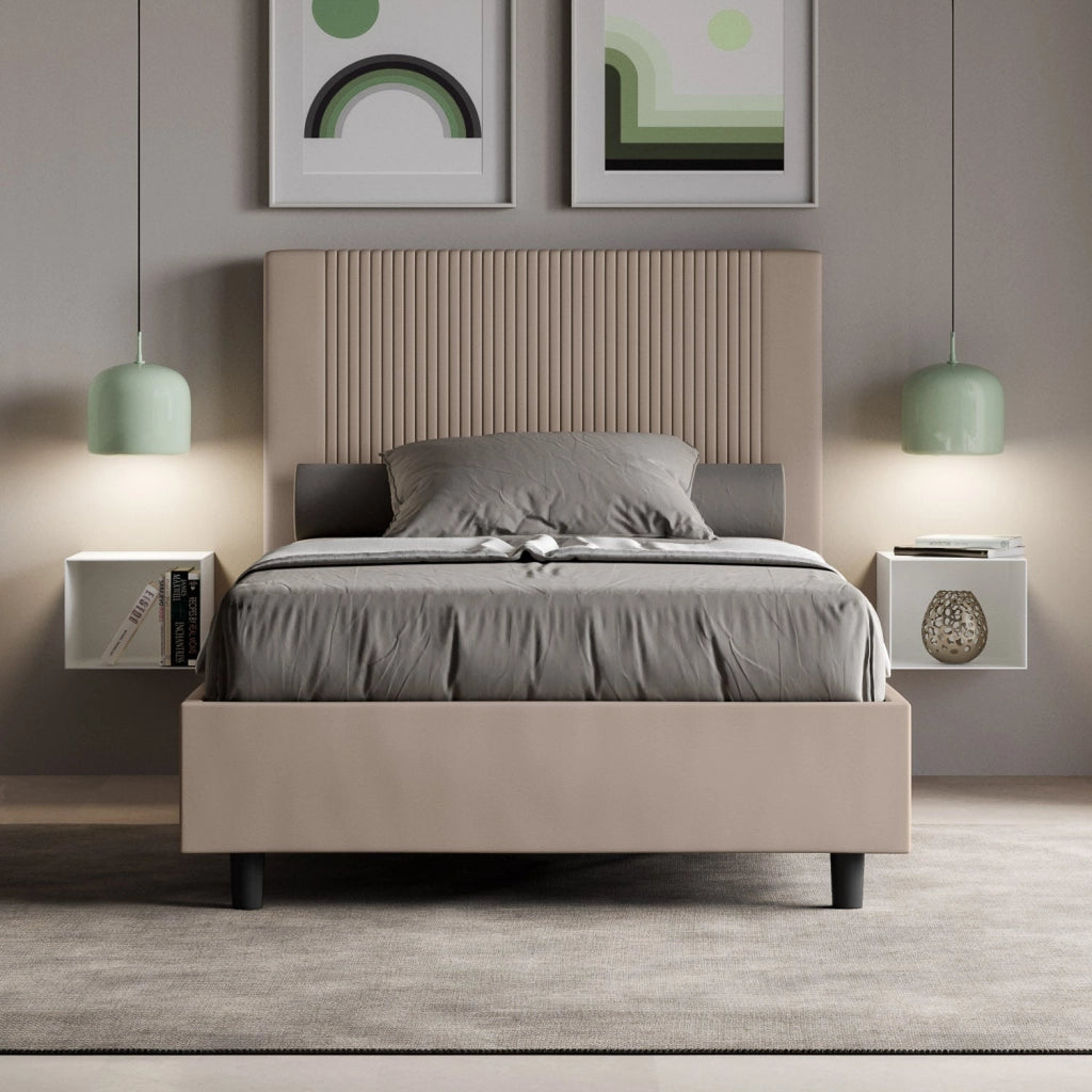 Letto 1 Piazza e Mezzo 120x200 cm con Rete Goya Tortora