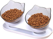 Sistema alimentare per gatti con ciotole inclinate - alimentatore per gatti con due ciotole - alimentatore per gatti con ciotola alta - alimentatore per gatti con due ciotole - alimentatore per gatti con ciotola anti-spill in plastica.