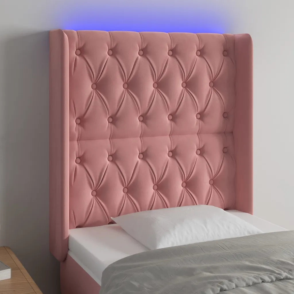 Testiera | Testata a LED rosa 83x16x118/128 cm in Velluto