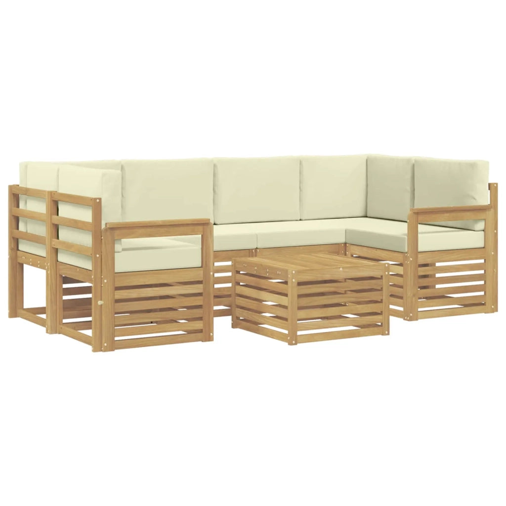 Set di divani da esterno 7 pcs Bianco e Crema Poliestere 3391460