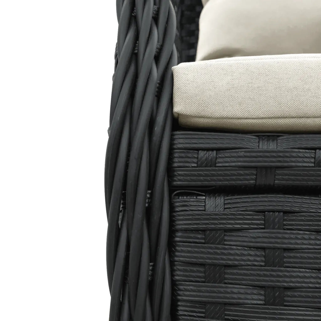 Set da Pranzo da Giardino 3 pz con Cuscini Nero in Polyrattan 3262826