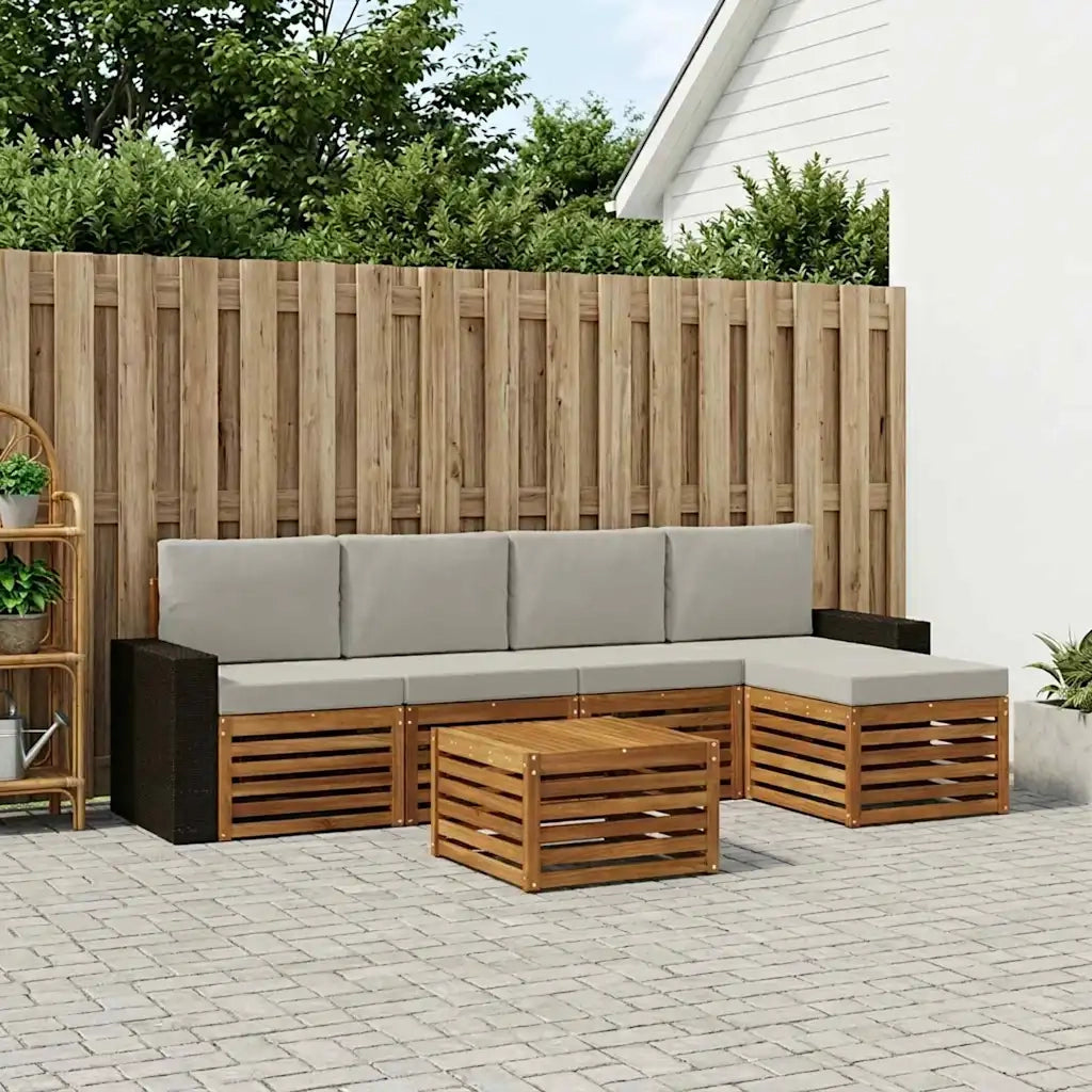 Set di divani da esterno 6 pcs Naturale e Grigio Chiaro 3384272