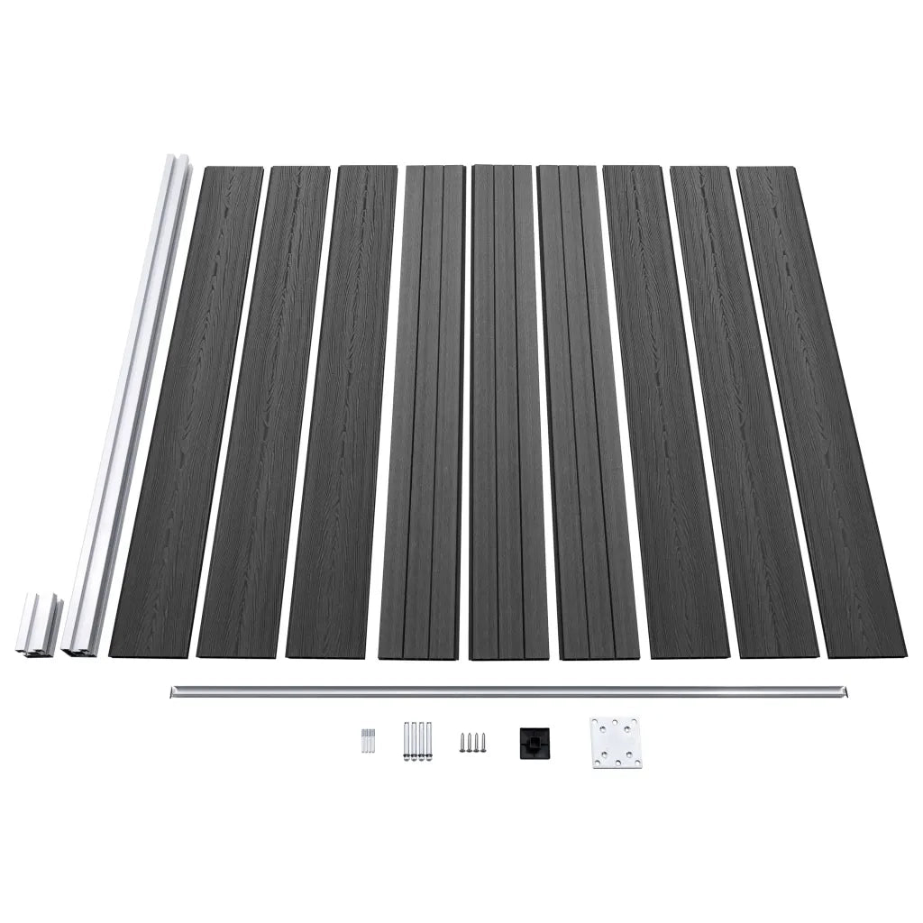 Set Pannelli di Recinzione in WPC 1737x186 cm Nero cod mxl 19169