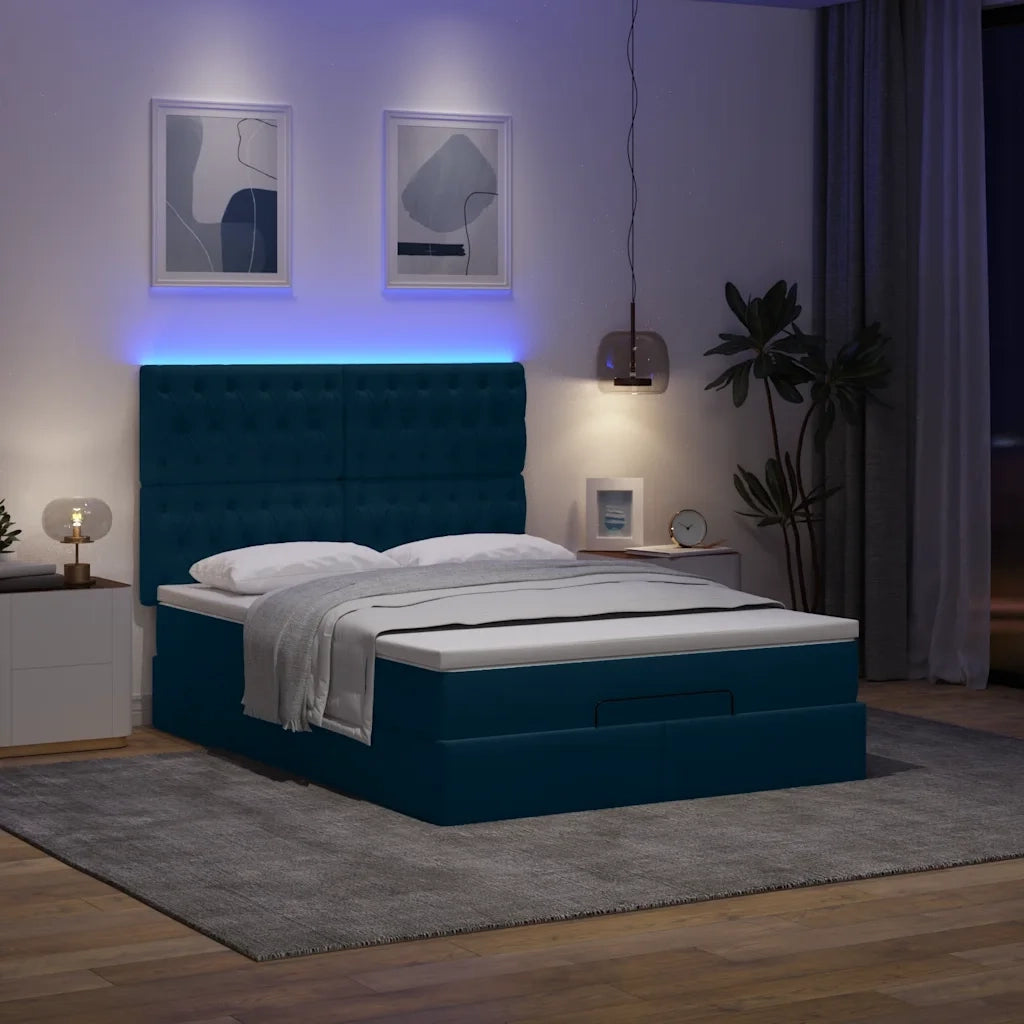 Struttura Letto Pouf con Materassi 140x190 cm in Velluto 3314394