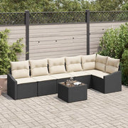 Set di divani con cuscino 7 pcs Nero polyrattan 3346747