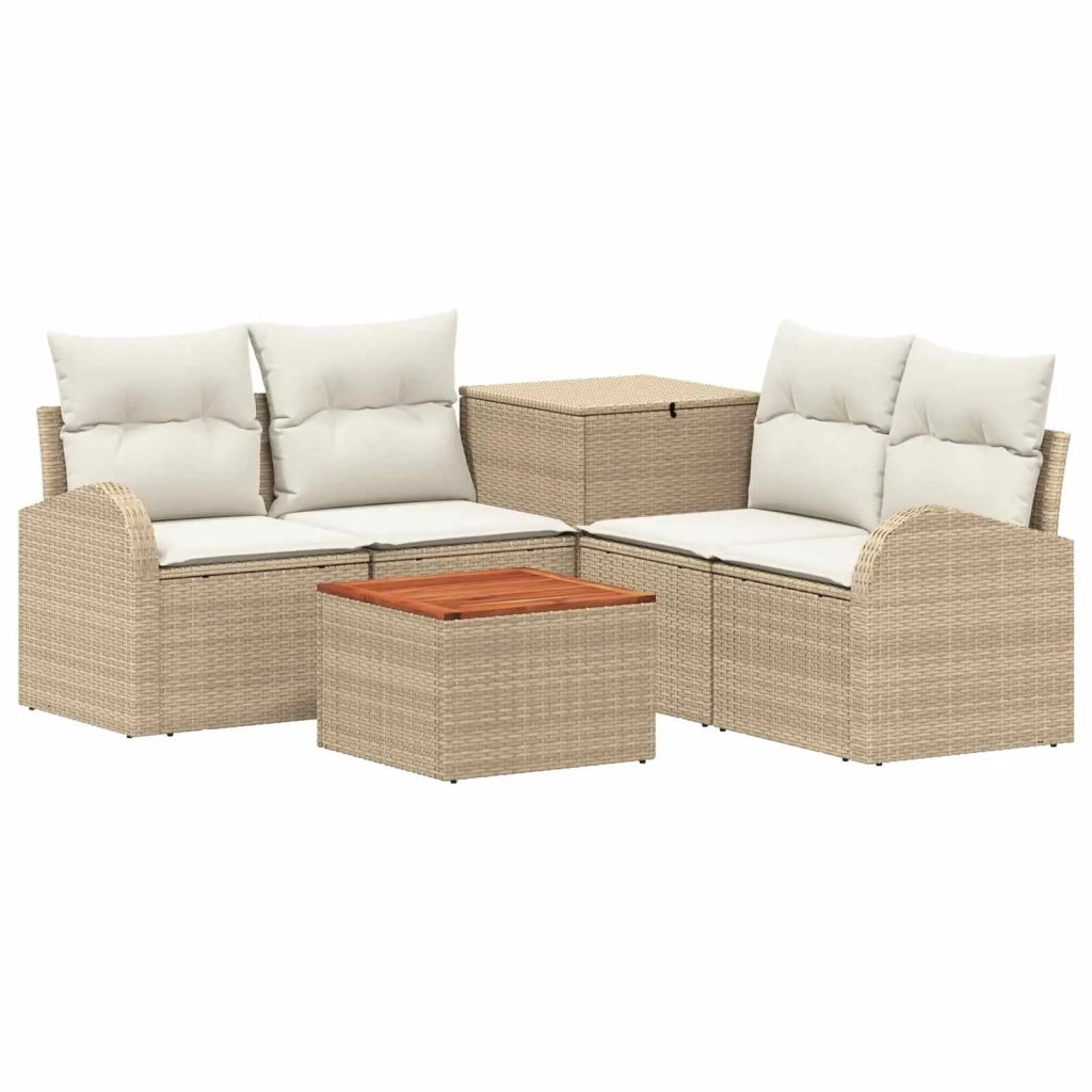 Set di divani 6 pz Beige e Bianco Crema 3447202