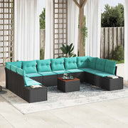 Set Divano da Giardino 11 pz Nero e turchese 3356681