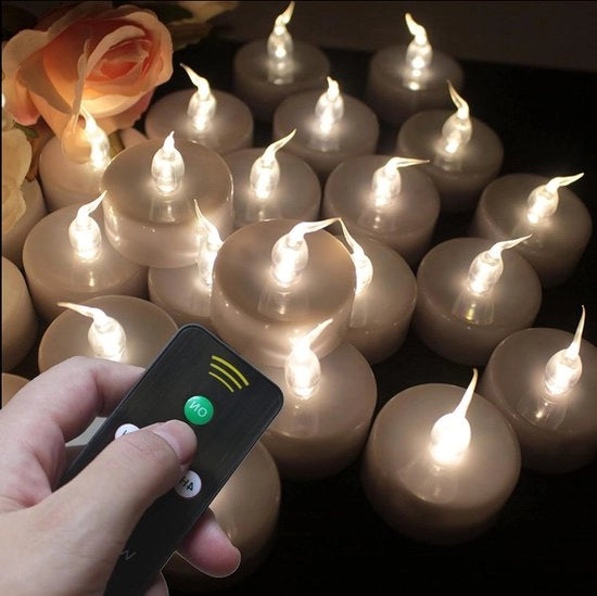 Led candele con fiamma oscillante - Comando a distanza - Timer - Luminarie realistico caldo bianco - Feste stagionali e festival - 12 pezzi