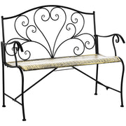 Panchina da Giardino in Ferro Stile Vintage 2 Posti Nero