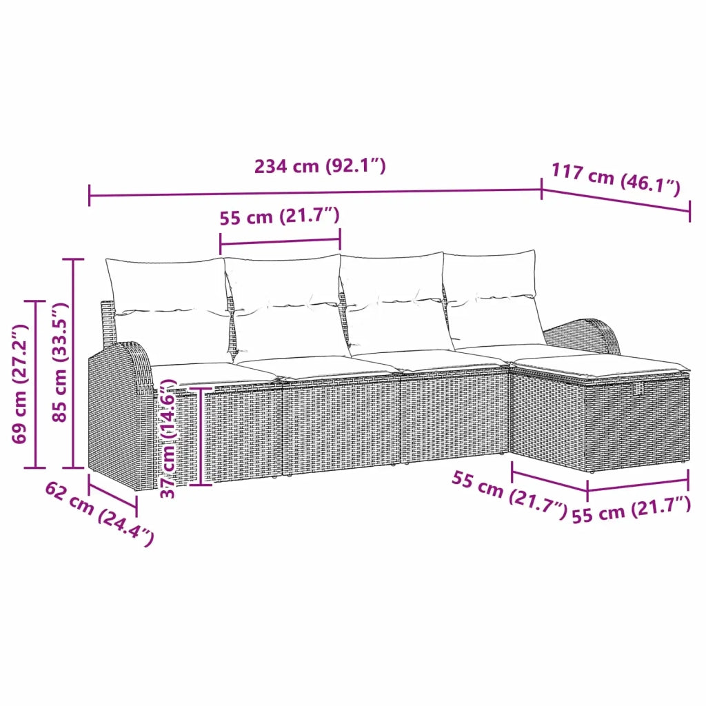 Set di divani 5 pcs Beige e Grigio Chiaro polyrattan 3359059