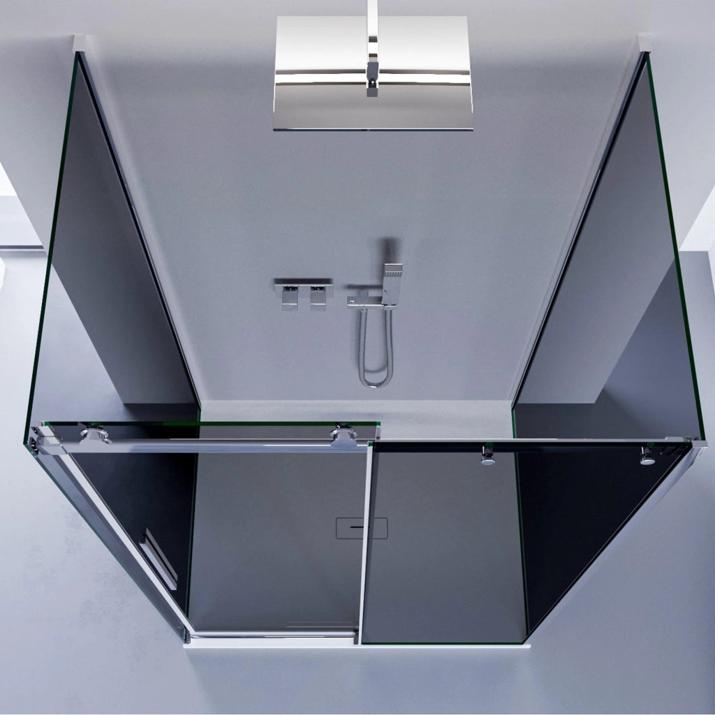 Box Doccia 3 Lati 70x140x70 cm 1 Anta Scorrevole in Cristallo Fumè 8mm H195 Bonussi Alina