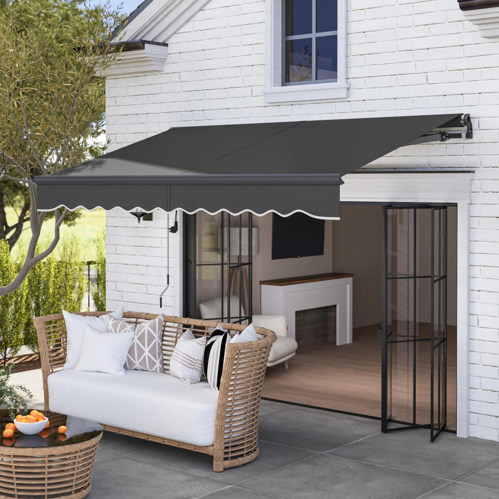 Tenda da Sole Retrattile Elettrica con Manovella ¨C Xylo ¨C Grigio Scuro 296x250 cm