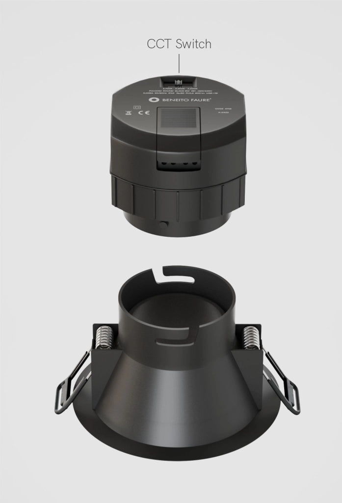 Pulcom Faretto LED da incasso asimmetrico 8W serie SQ con tecnologia CCT Switch 2700K/3200K/4000K, finitura nero opaco, design orientabile
