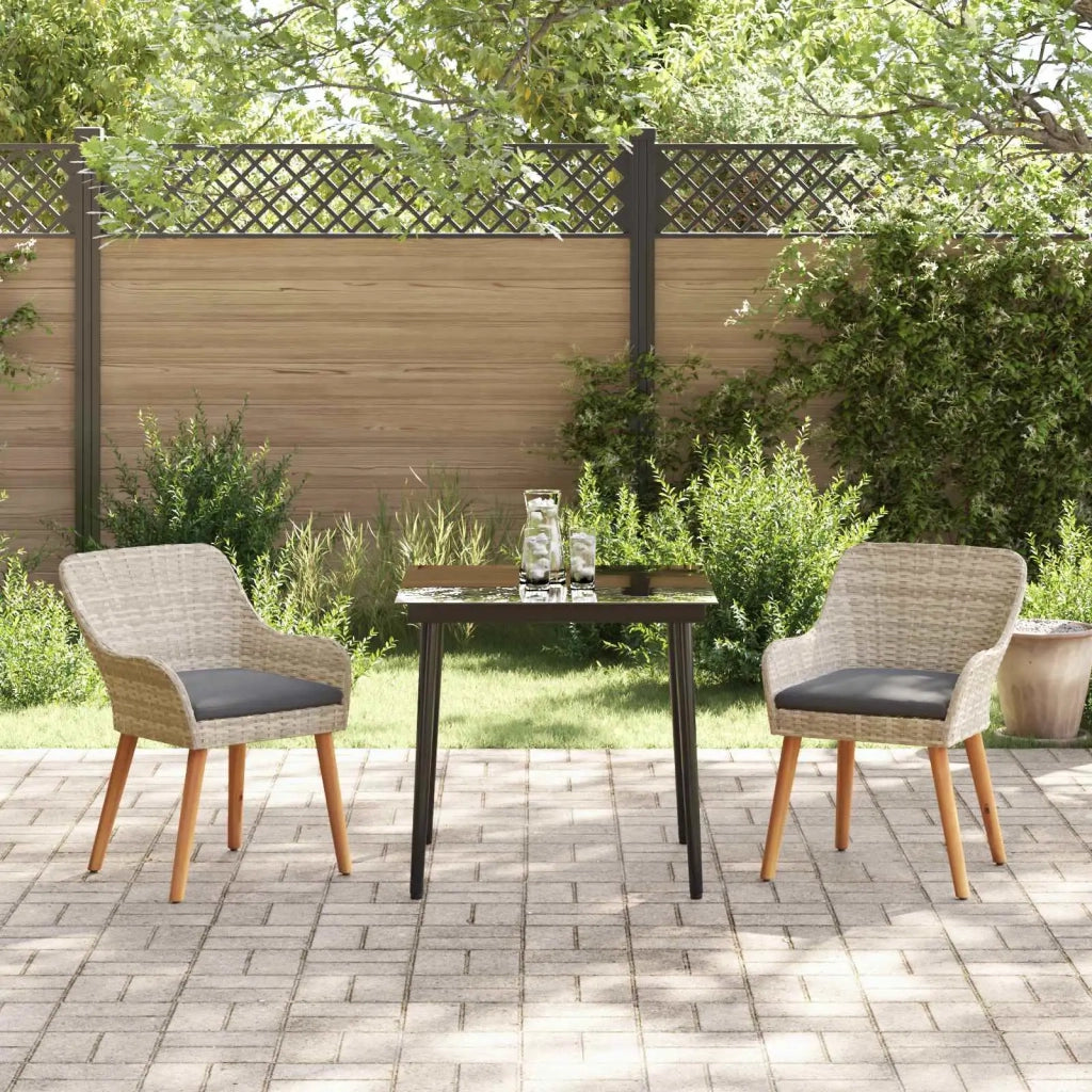 Set da Pranzo per Giardino 3 pcs Grigio chiaro polyrattan