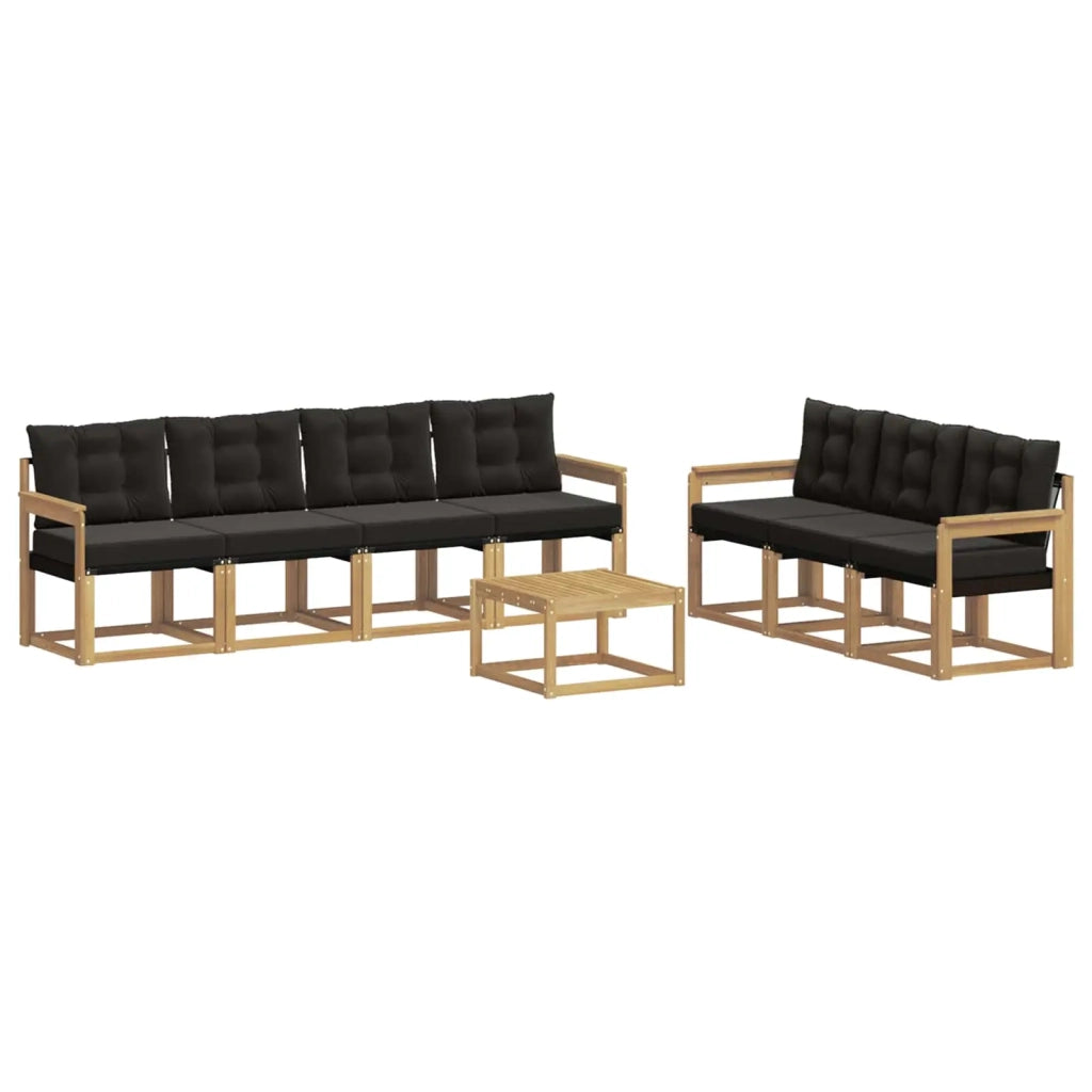 Set di divani da esterno con cuscino 8 pcs Bianco e Nero 3389278