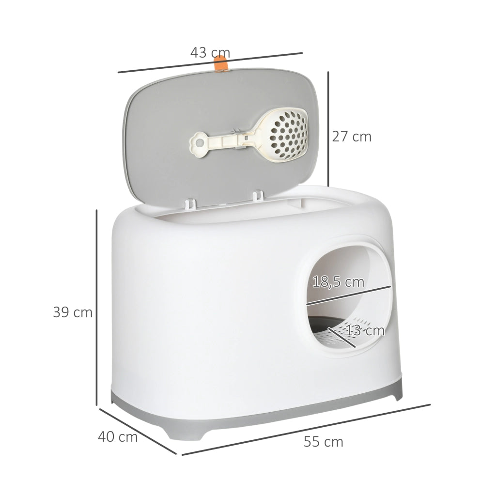 Casetta igienica per gatti chiusa con coperchio e paletta ¨C Minimal ¨C 55x40x39 cm bianco
