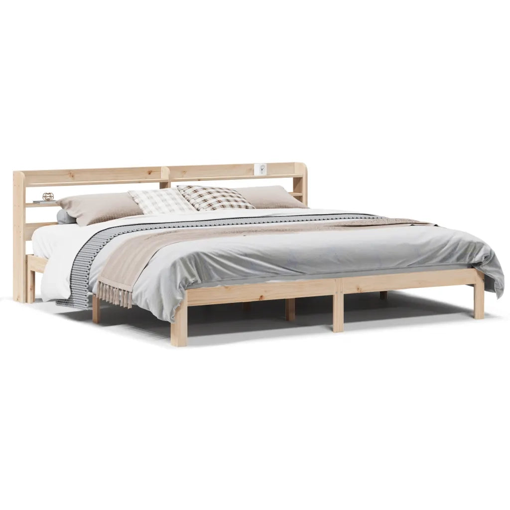 Giroletto con Testiera 200x200 cm in Legno Massello di Pino 3306796