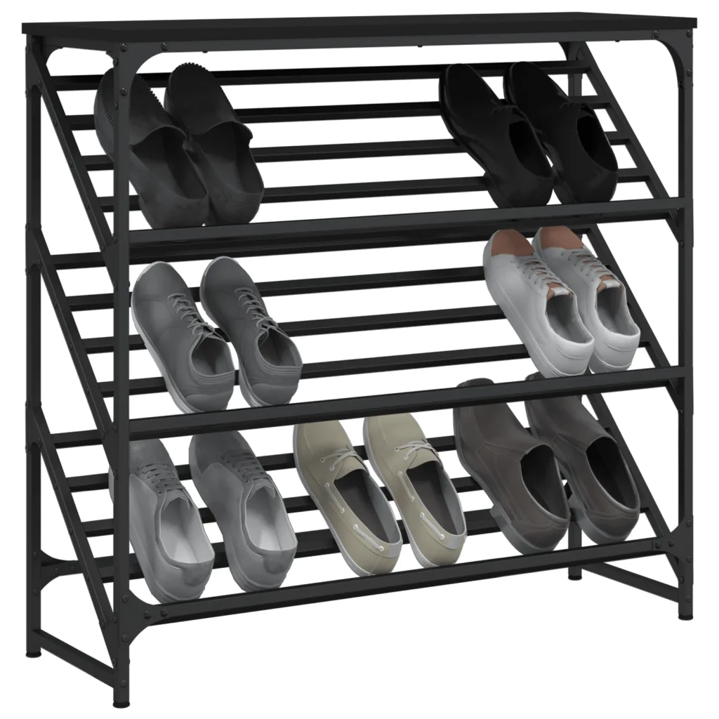 Scarpiera | Mobile per scarpe Nera 90x30x85 cm in Legno Multistrato