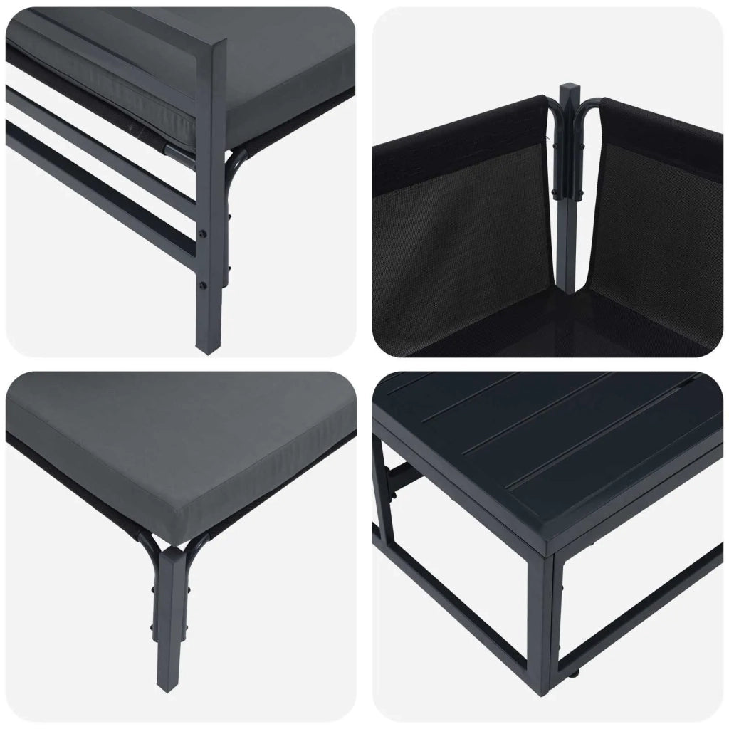 Set Divano da Giardino con cuscino 6 pcs Nero Acciaio 3378989