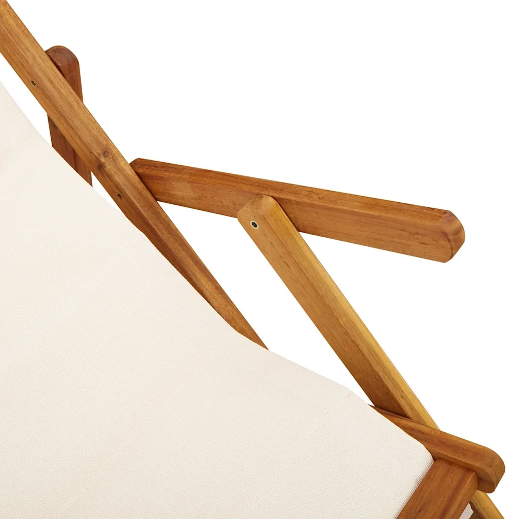 Sedia da Spiaggia Pieghevole Braccioli Legno Acacia&Textilene 4108067