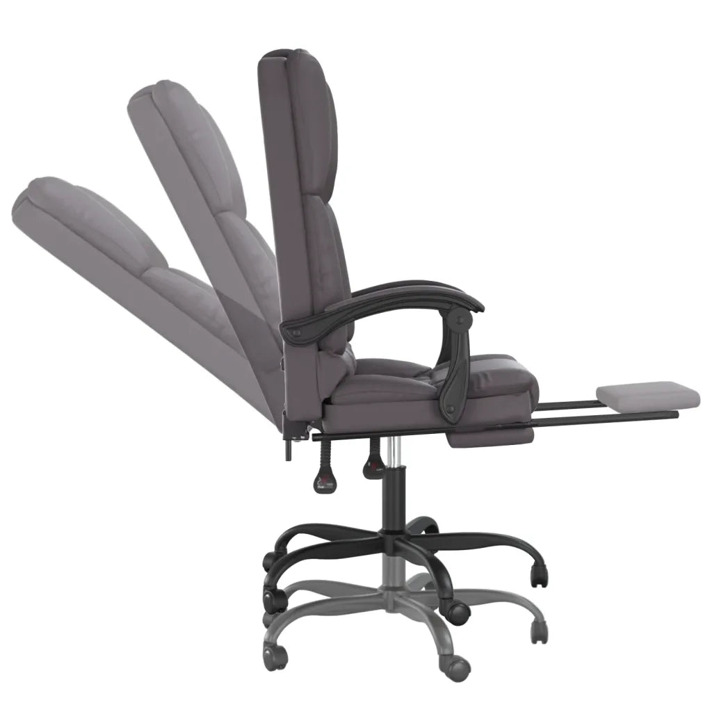 Poltrona da Ufficio Massaggiante Reclinabile Grigio Similpelle 349689