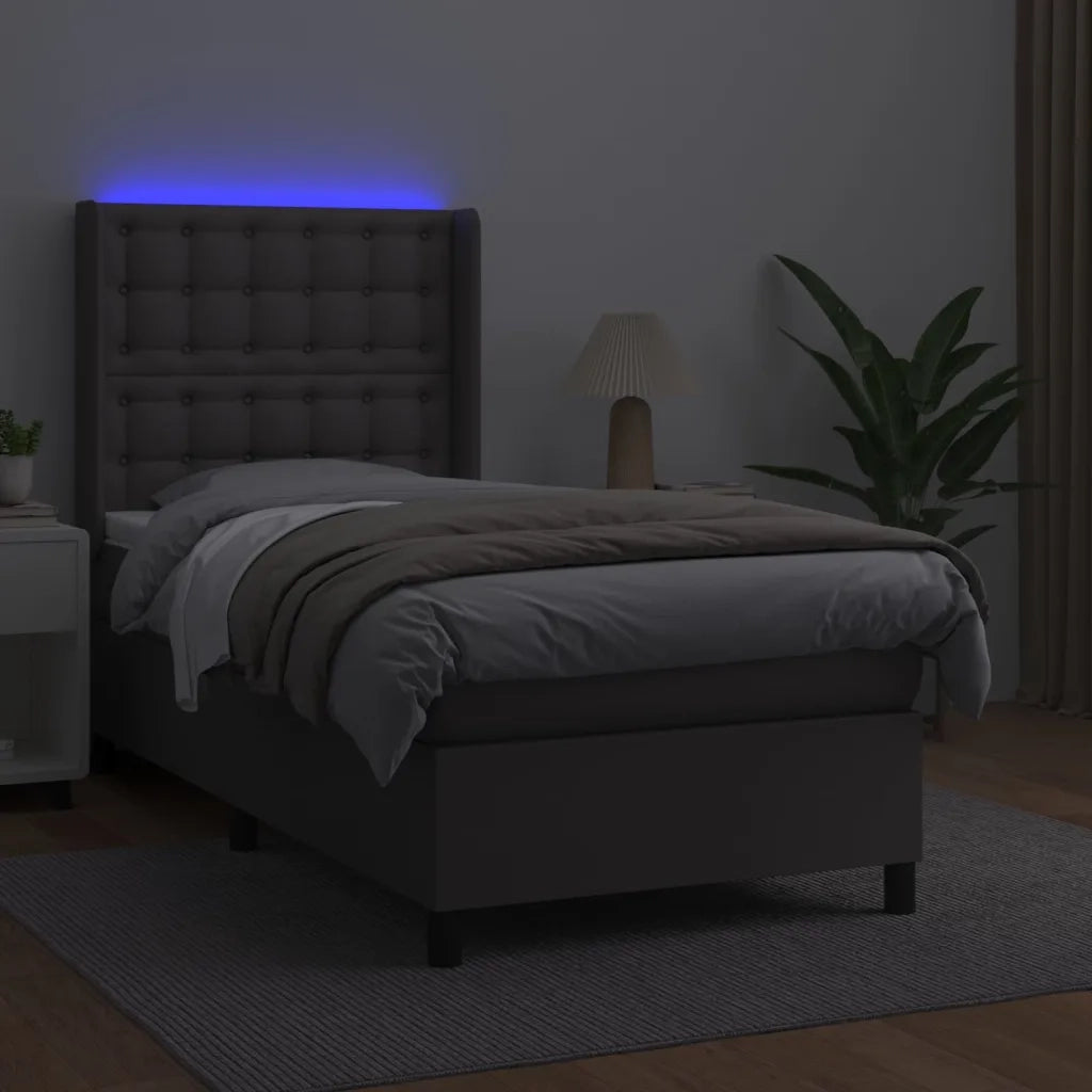 Giroletto Molle con Materasso e LED Grigio 80x200cm Similpelle 3139353