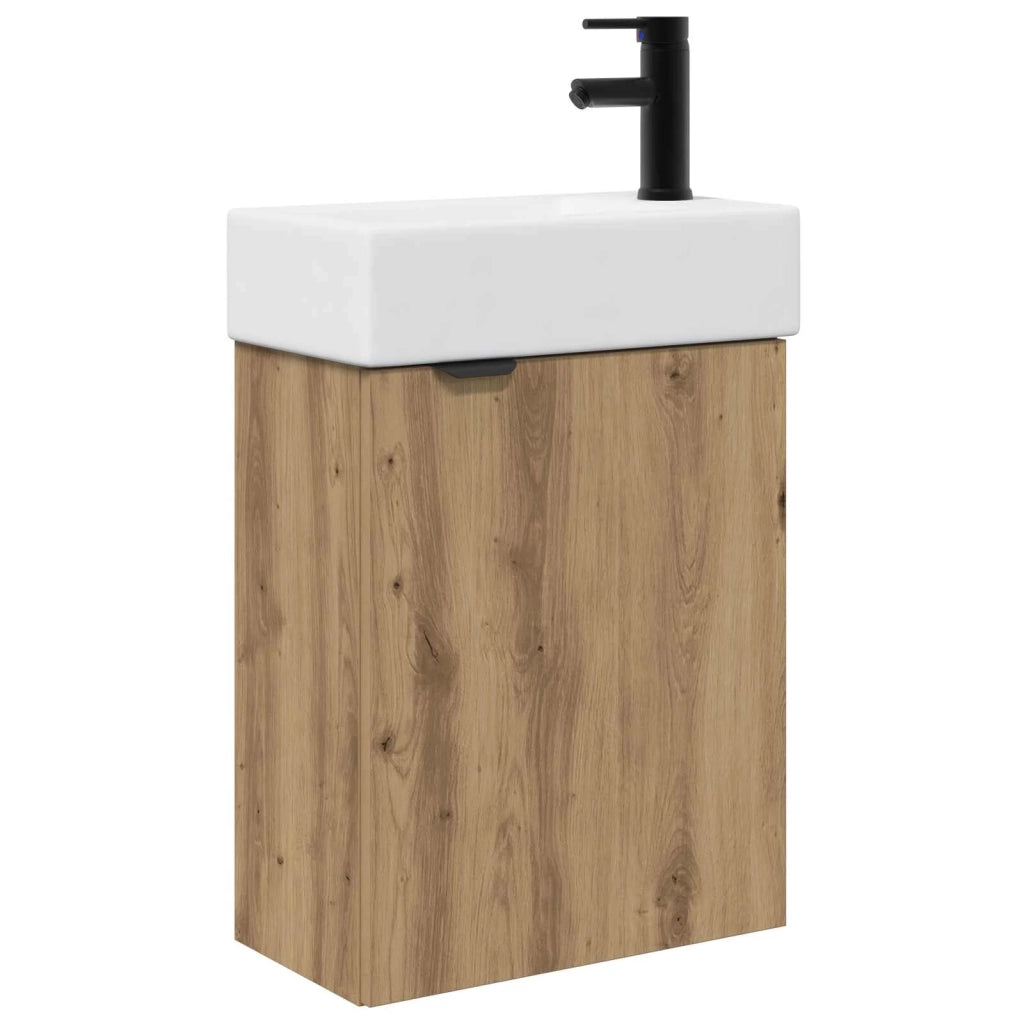 Mobile Bagno | Armadio da bagno con rubinetto Rovere Artigianale