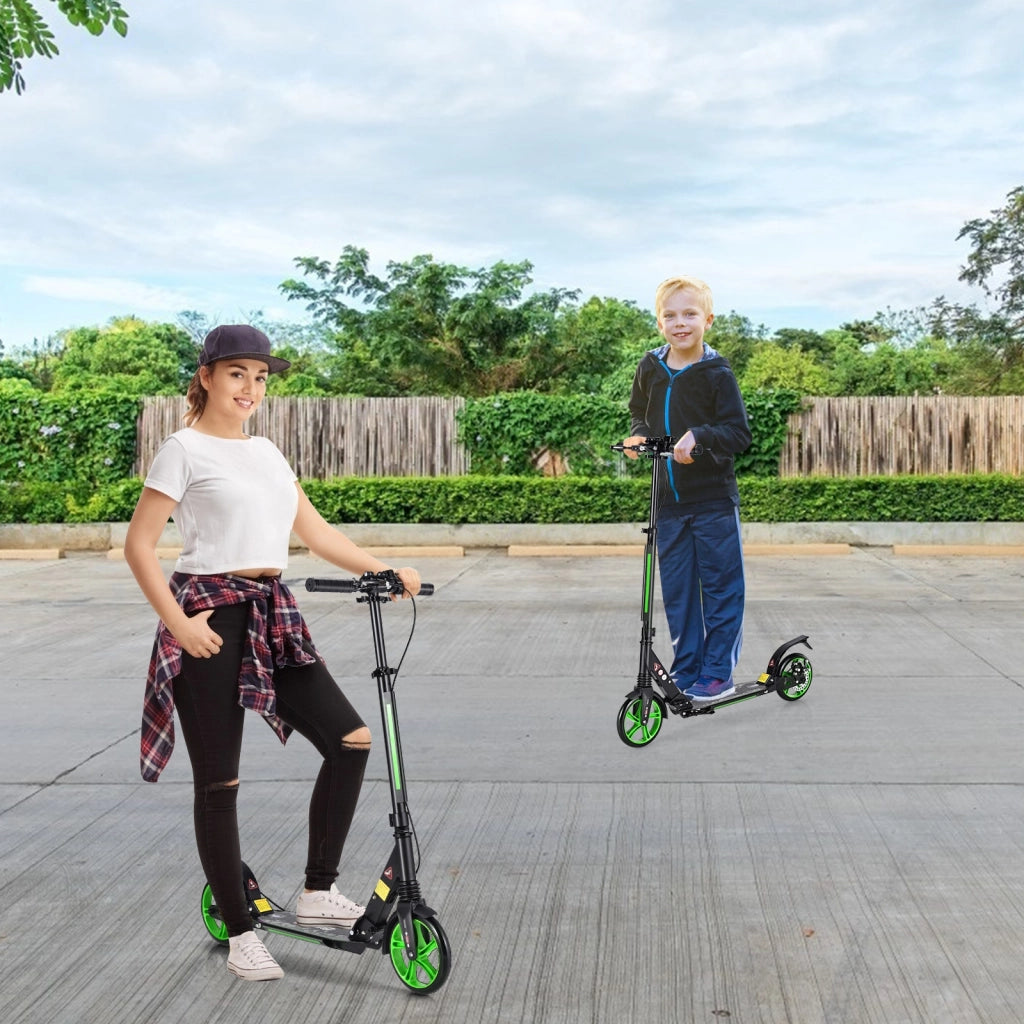 Monopattino pieghevole con manubrio regolabile per bambini, Monopattino con piattaforma di alluminio Verde