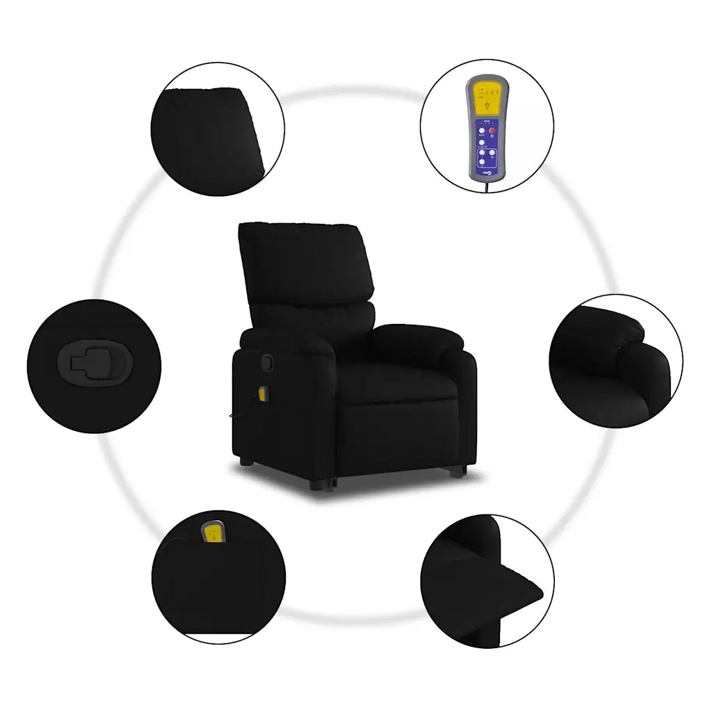 Poltrona | Sedia Relax Alzapersona Reclinabile Massaggio Nero Similpelle