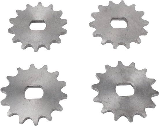 Motor Tandem - Acciaio - 14 Denti - Aggiornamento - 420 Catena - Metallo - Alta Resistenza - Adatto per Motocicletta - Argento Nero - 4 Pezzi