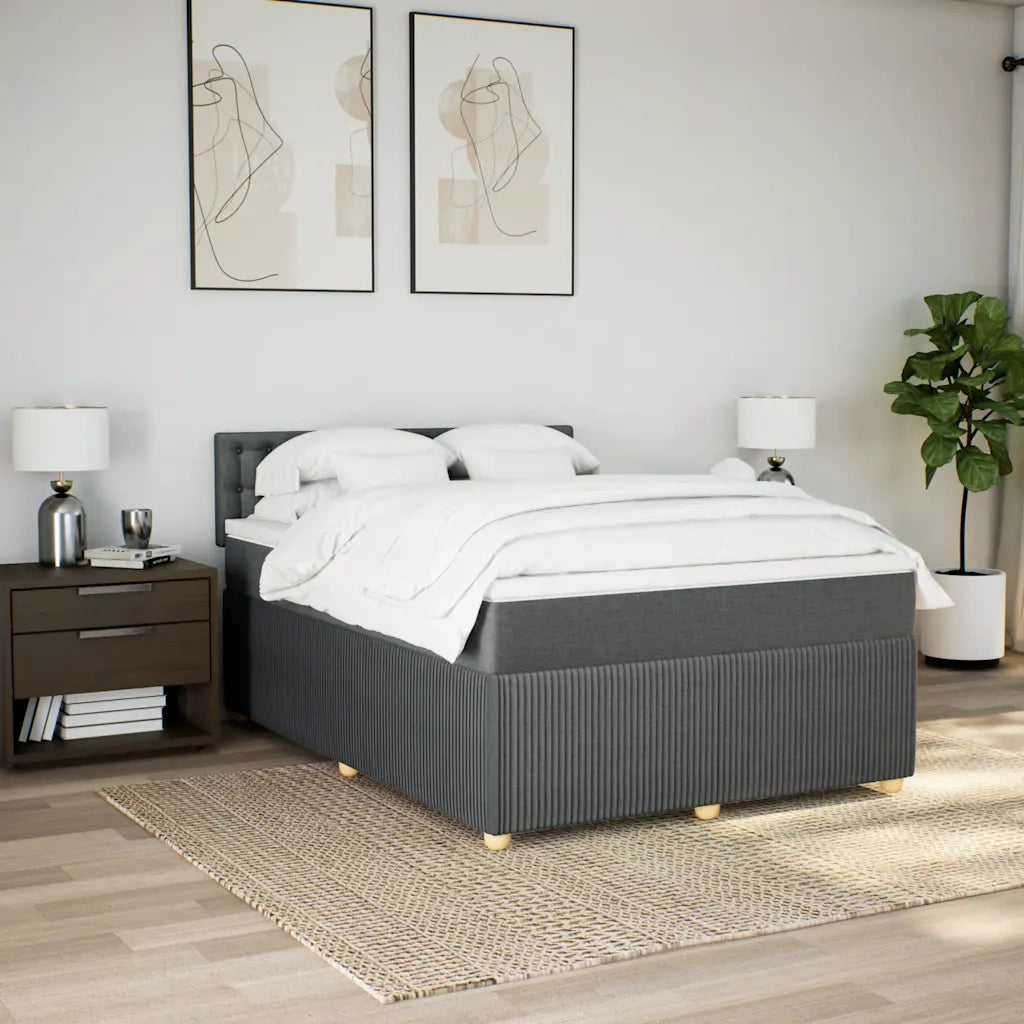 Giroletto a Molle con Materasso Grigio Scuro 140x190 cm Tessuto