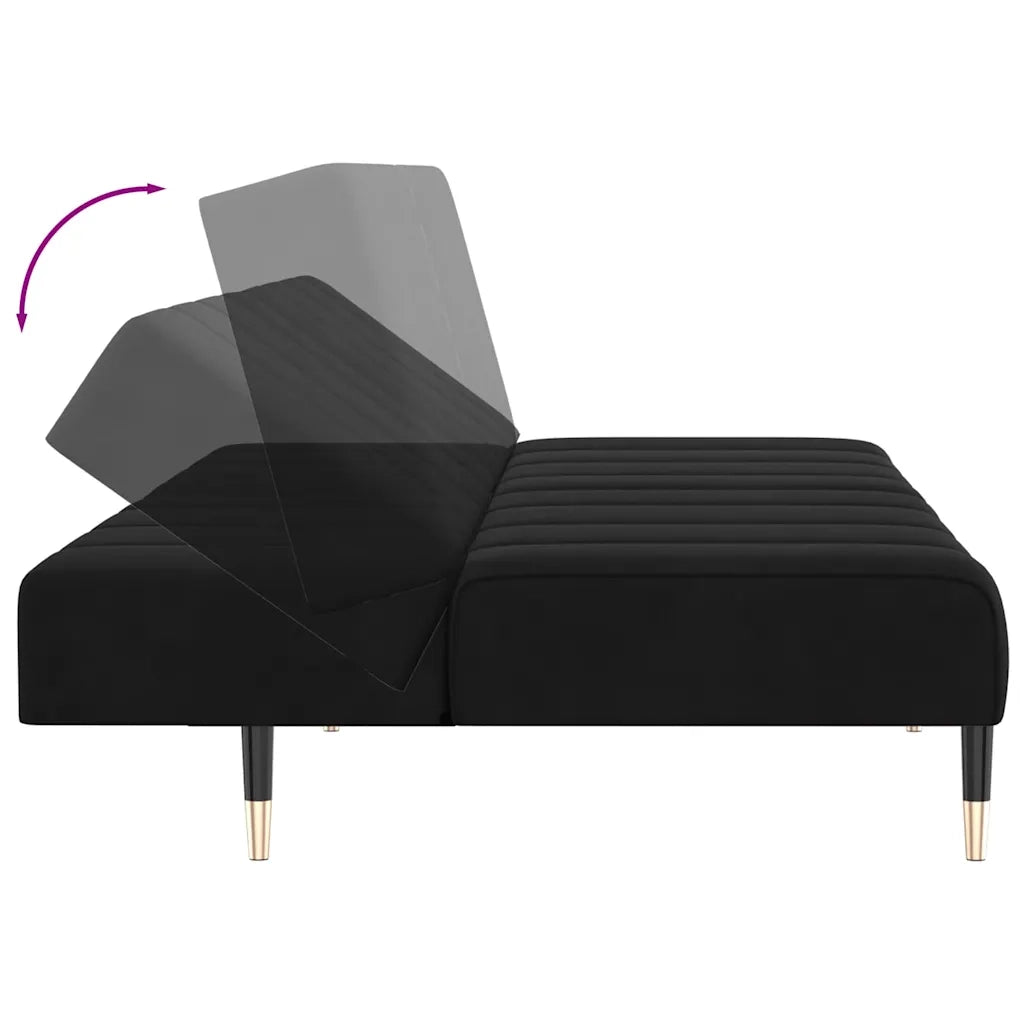 Divano letto | Sof¨¤ letto | Letto singolo a 2 Posti Nero in Velluto