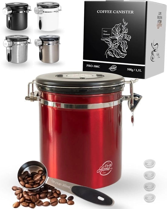 Bottiglia di Caffè Erettale - Acciaio Inossidabile - 500g - Rosso - 1,5L