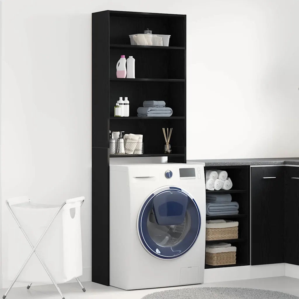 Armadio per Lavatrice Rovere Nero 64 x 24 x 190 cm CFW5453633