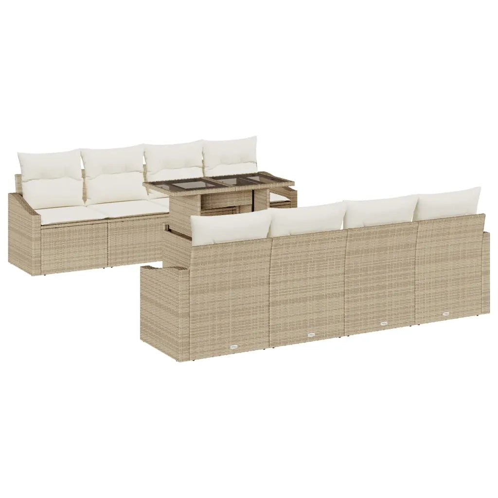Set Divano da Giardino 7 pcs Beige e Crema polyrattan