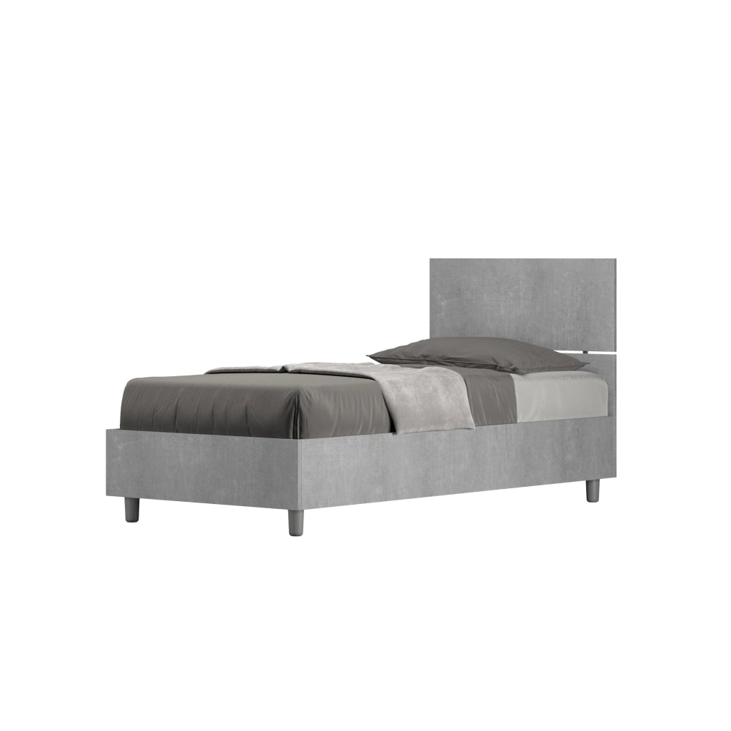 BS COM Letto singolo con rete 80x190 testata dritta cemento