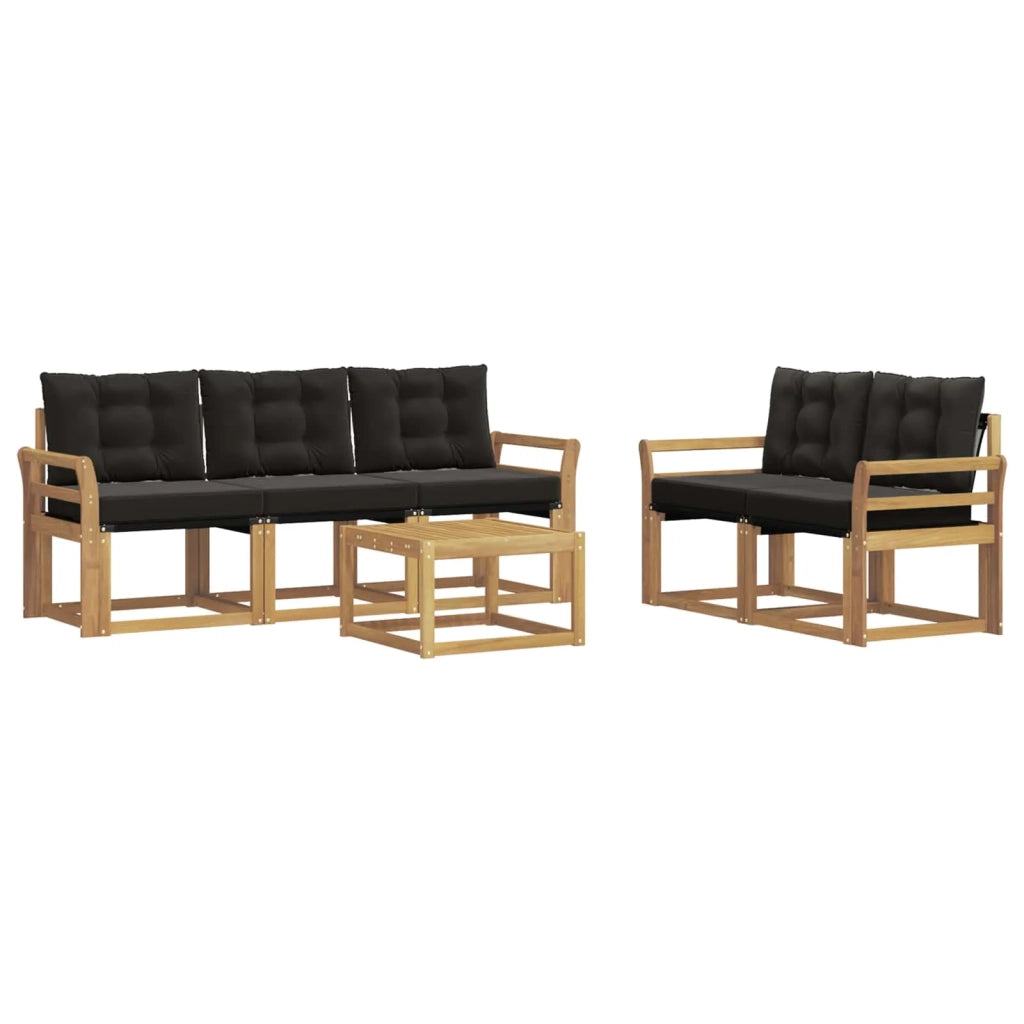 Set di divani da esterno 6 pz Bianco e Nero 3389214