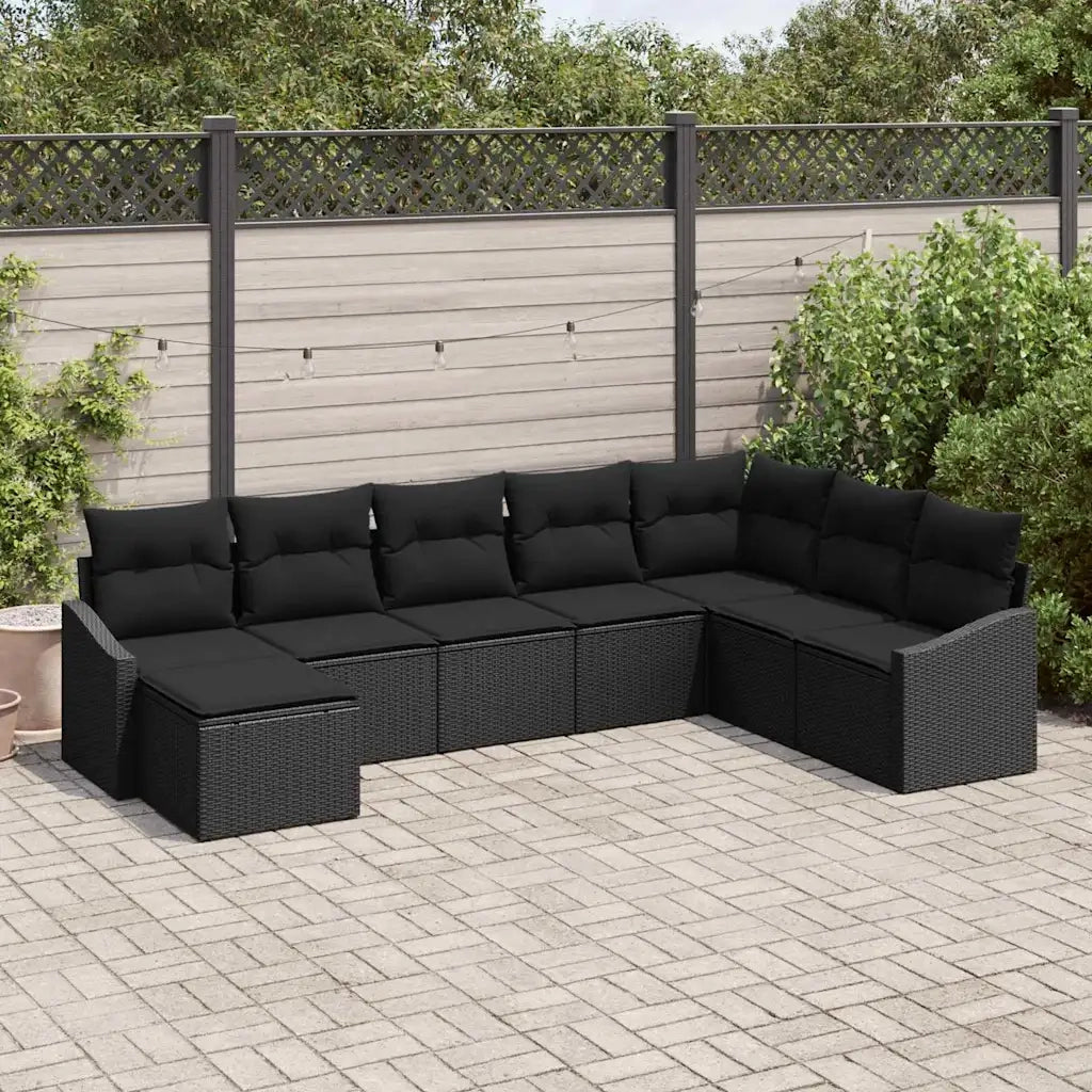 Set di divani con cuscino 8 pcs Nero polyrattan 3346843