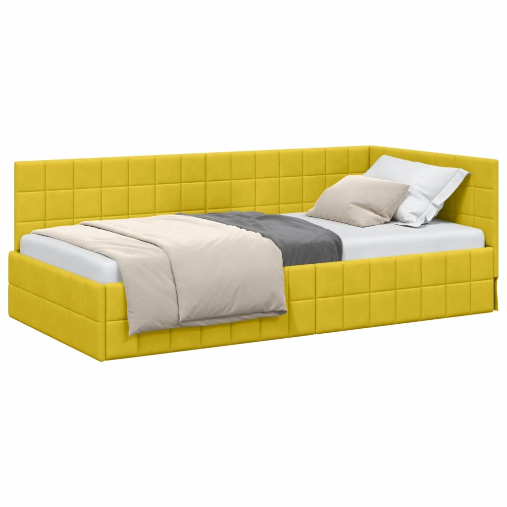 Cornice del letto ad angolo Giallo 90 cm x 200 cm Velluto 42016394