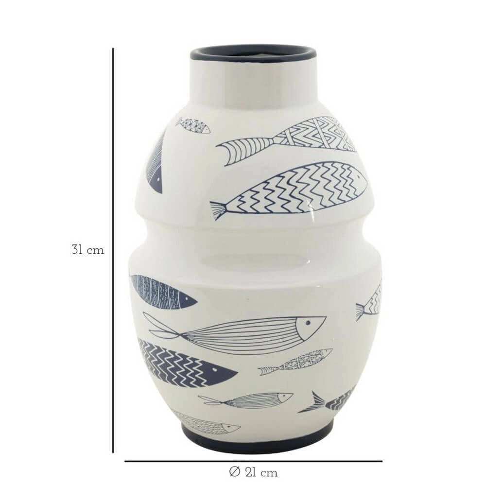 Vaso Ceramica Grande Pesci cm diam 21X31 - FISH