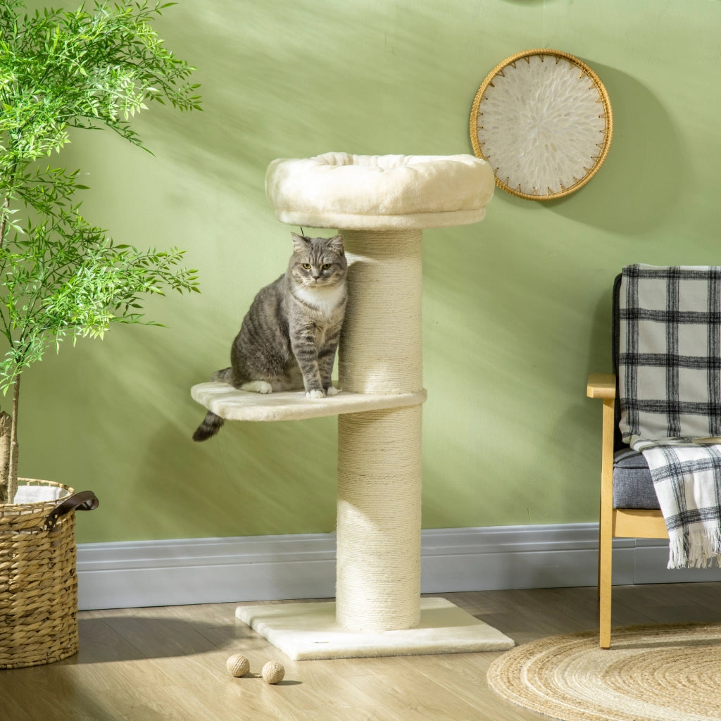 Arbre ¨¤ chat ¨C Minimal ¨C sisal naturale con piattaforme e cesto