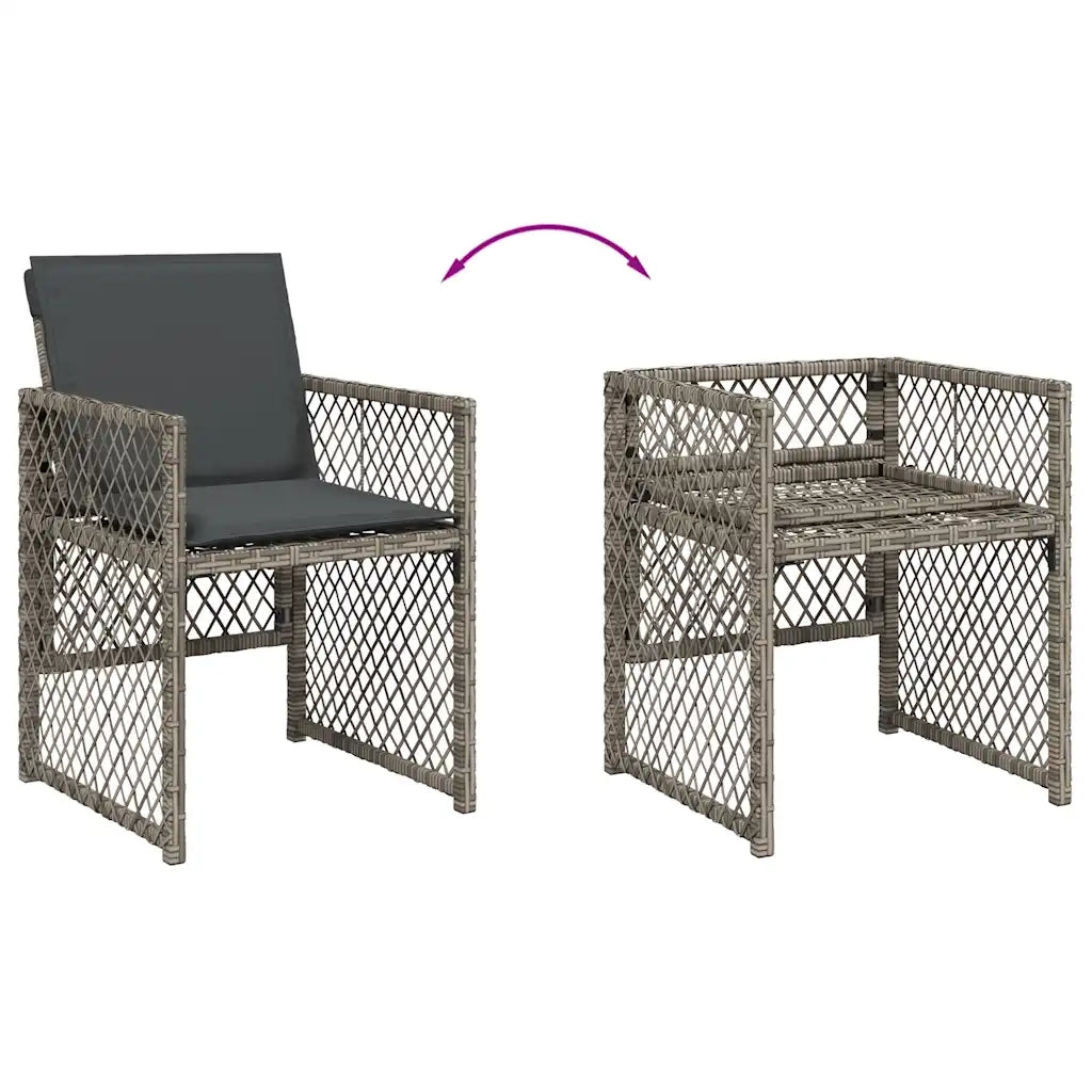 Set da Pranzo da Giardino 15 pz con Cuscini Grigio Polyrattan 3210878