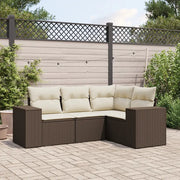 Set Divano da Giardino 4 pz con Cuscini Marrone in Polyrattan 3254850