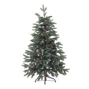 Albero di Natale con Neve Artificiale con Pigne e Bacche Rosse 120 cm