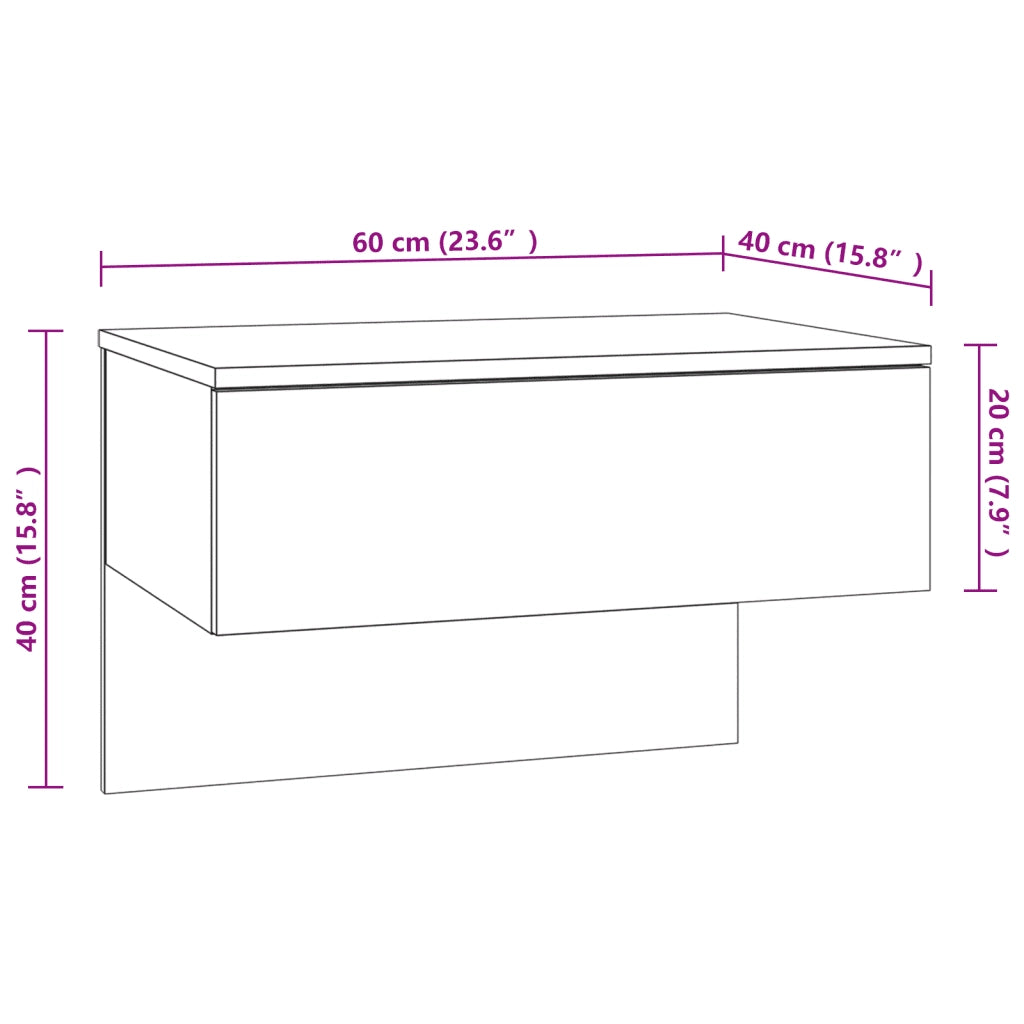 Comodini a Muro 2 pz Bianco Lucido 810948