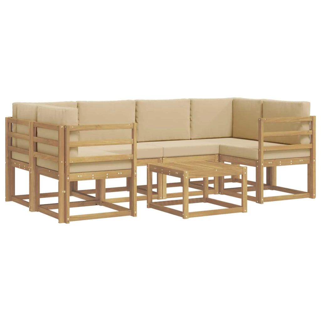 Set di divani da esterno 7 pz Bianco e Beige 3387302