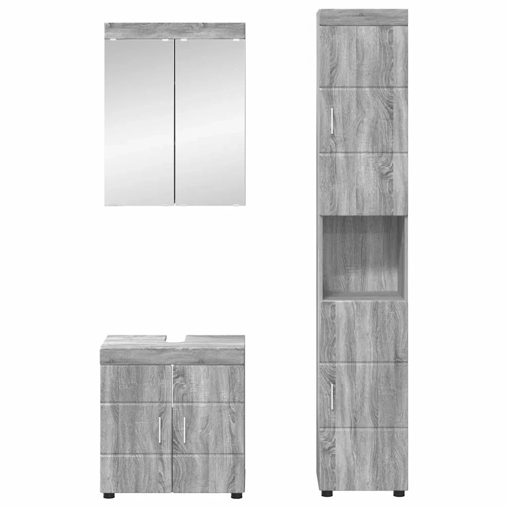Set di mobili per il bagno TULUM 3 pz Grigio Sonoma 3398040