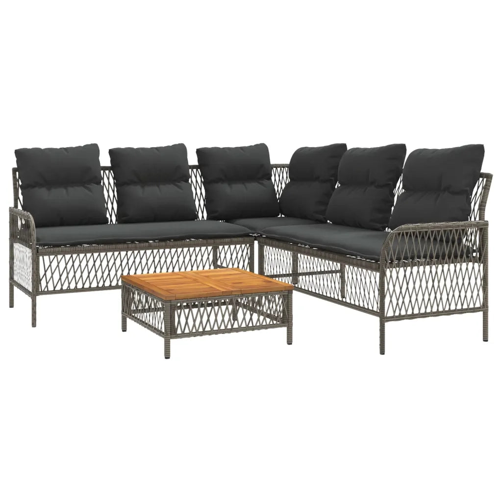 Set Divano da Giardino 2 pz con Cuscini-Sofa da Giardino-Divanetto da esterno Grigio in Polyrattan