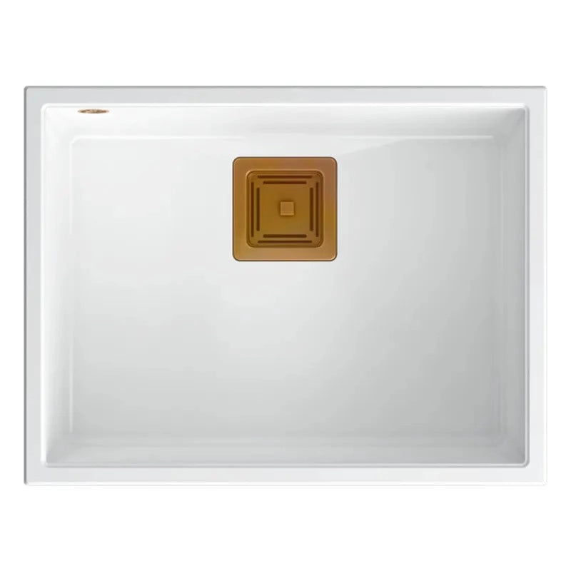 Lavello In Granito David 50 White Tappo rame spazzolato