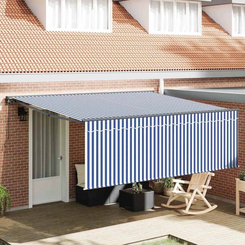 Tenda Retrattile Blu e Bianco 400 × 300 cm 3330487